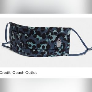 NWT Coach Sharky Face Mask in Denim Leopard Print. One size. 100% cotton.